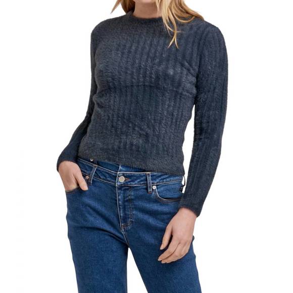 NEW DEAR JOHN DENIM carrey mid neck long sleeve sweater in graphite - Picture 1 of 3